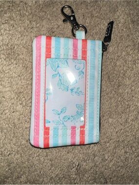 Scout Striped ID Holder with Key Clip - Pink, Blue & Coral